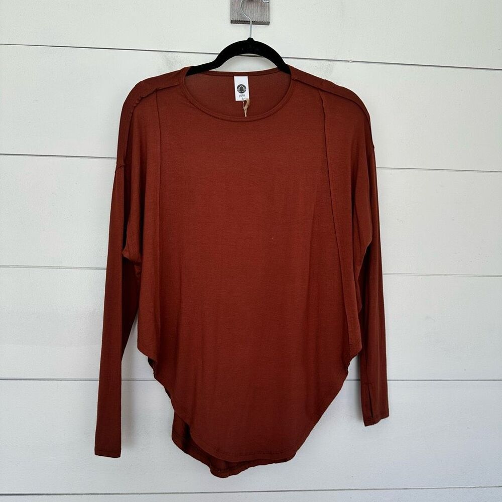 Jala Women’s Small Rust Long Sleeve Stretch Workout Top Sustainable New